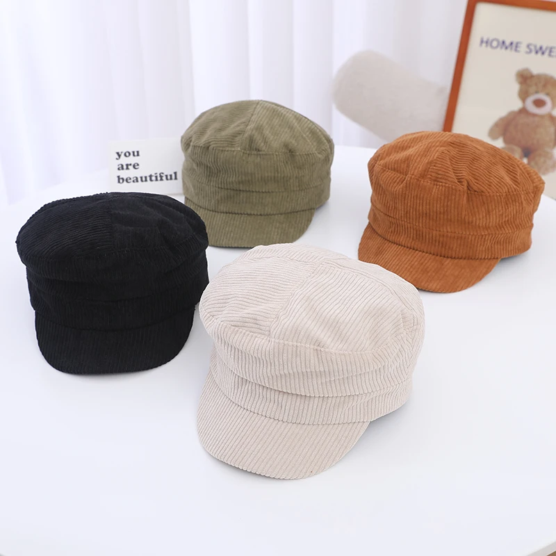 

Autumn And Winter New Peak Cap Fresh And Cute Retro Corduroy Octagonal Hat Children's Literary Artist Beret