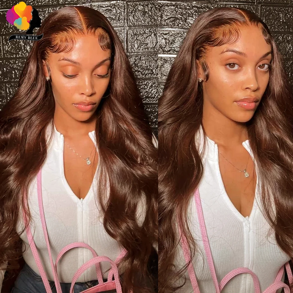 Brown Wigs #4 Chocolate Brown Colored Body Wave Human Hair Wigs Remy 13X4 Transparent Lace Front Human Hair Wigs for Black Women
