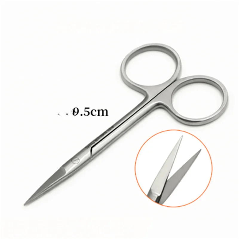 Youqun Stainless Steel Surgical Scissors, Double Eyelid Scissors, Straight Bending Scissors, Stitches Removal, Ophthalmic Tissue