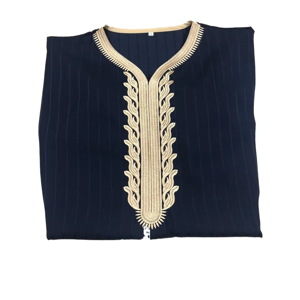 Muslim Robe Embroidered Skirt  Islamic Clothing Arabic Dubai Kaftan Dress Men's Costumes Solid Ramadan Clothe Ethnic Style M-4XL