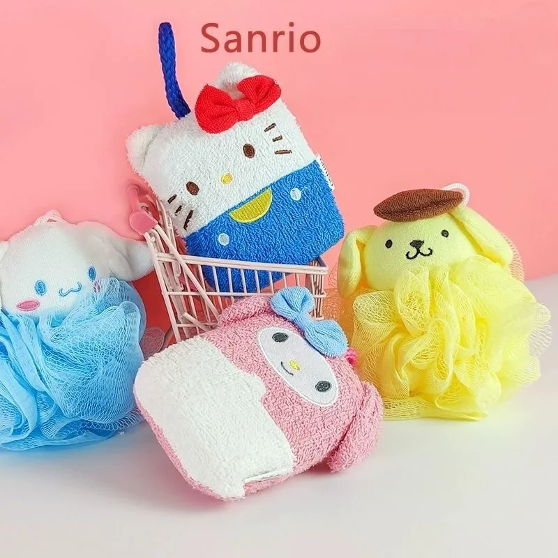 

Sanrio, Hello Kitty Melody Shower Mesh пенящаяся губка Kawaii Cinnamoroll, отшелушивающие принадлежности для ванной комнаты