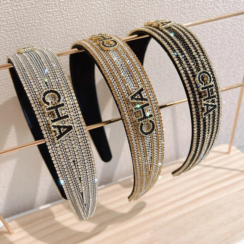 

Alloy Rhinestone Baroque Letter Hairbands for Women Korea Headband For Girls Fashion Hair Accessorie