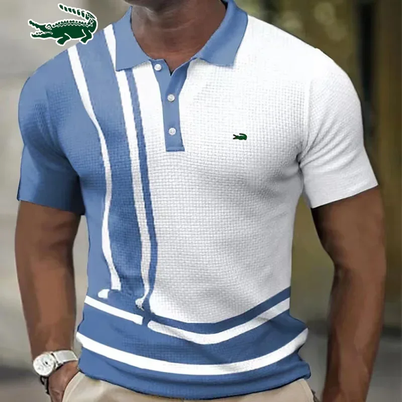 

Men's Embroidery Brand Stripe Spliced Polo Shirt Spring/Summer Fashion Casual Outdoor Sports Breathable Short Sleeve T-shirt