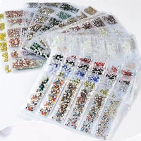 1440pcs bag glass nail art diamond flat rhinestone 6 grid size mixed nail stickers jewelry magic color rhinestones 20 colors
