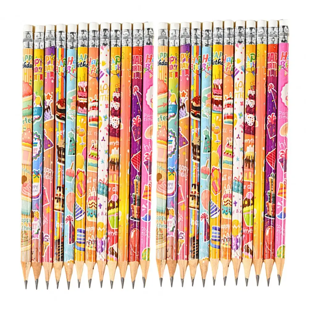S Fun Wooden Pencils With Top Erasers For Kids Birthday Party Fournitures Scolaires