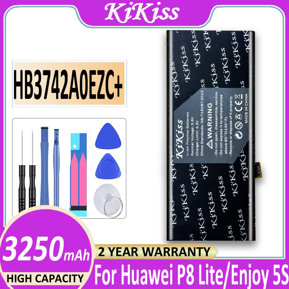 

Original KiKiss 3250mAh HB3742A0EZC+ Battery for Huawei Ascend P8 Lite GR3 2016 TAG-L21 L22 L23 L01 L03 L13 ALE-L21 ALE-L23
