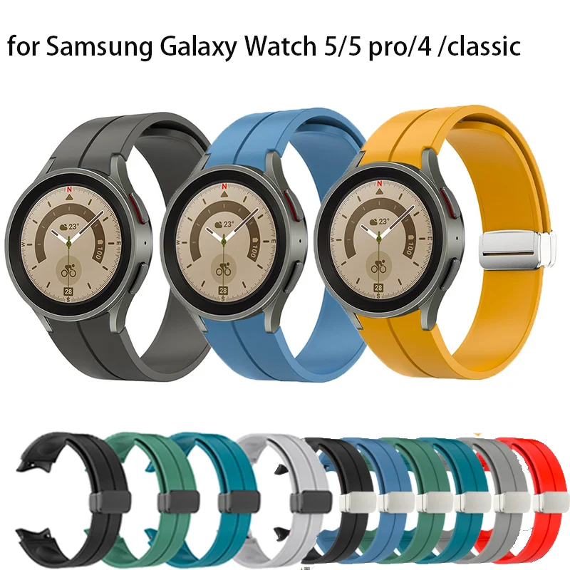 

Original Silicone Strap for Samsung Galaxy Watch 5 4 44mm 40mm/4 Classic 42mm 46mm Magnetic Buckle Galaxy Watch 5 Pro 45mm band