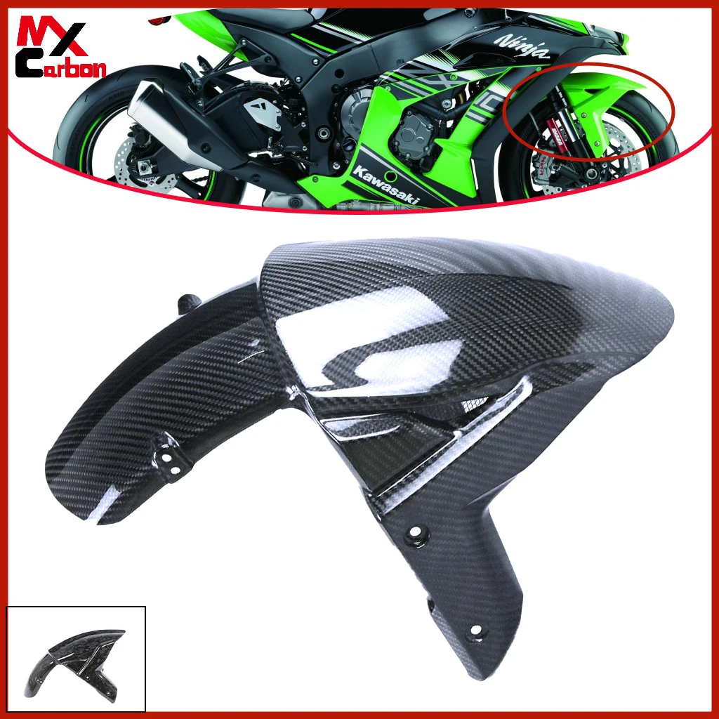 

Motorcycle Mudguard Part Front Fender Dry Full Carbon Fiber For KAWASAKI ZX10R 2011-2022 H2/H2R 2015+ Z1000 Z800 ZX6R
