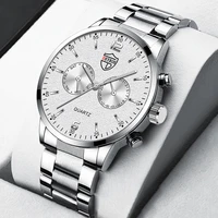 fashion mens sports watches luxury men business stainless steel quartz wristwatch luminous clock man casual leather watch