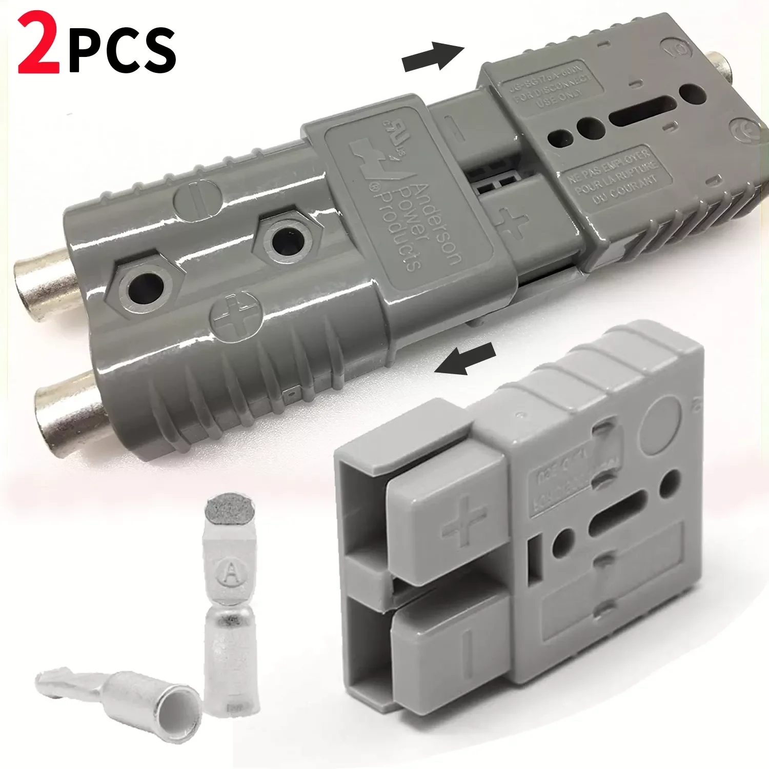 

600V 50A Copper Silver Battery Quick Connector Kit Connect Plug Disconnect Winch Trailer Connect Max for 6AWG Wire