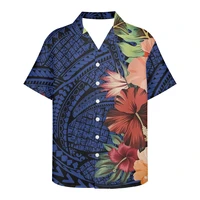 summer new plus size short sleeve shirt viking clothing viking puletasi vintage polynesian floral print tribal island top