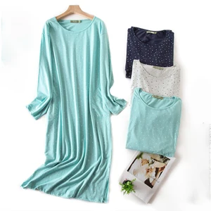 Женская ночная рубашка из 100% хлопка, осенне-зимняя одежда для сна, ночные рубашки с мультяшным рисунком, ночная рубашка из крепа, женский халат, Халат