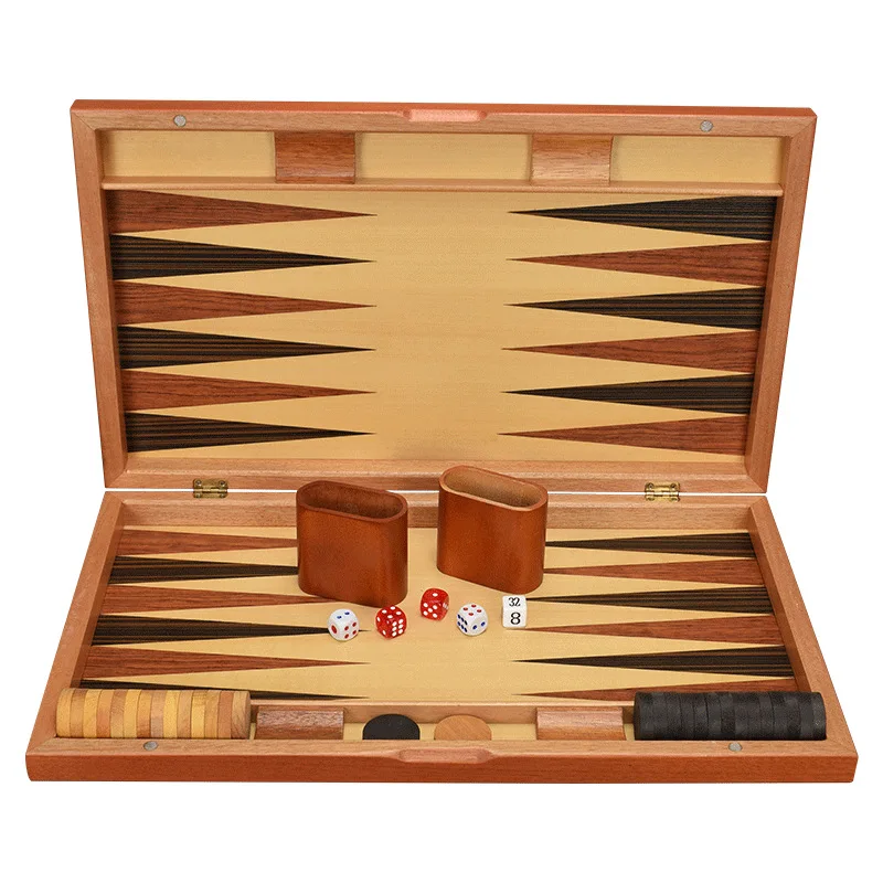 

Dice Land Strategy Classic Playing War Wooden Backgammon Game Chess Inch Board Set 11-17 With Cups Acrylic Western Pieces Inlaid