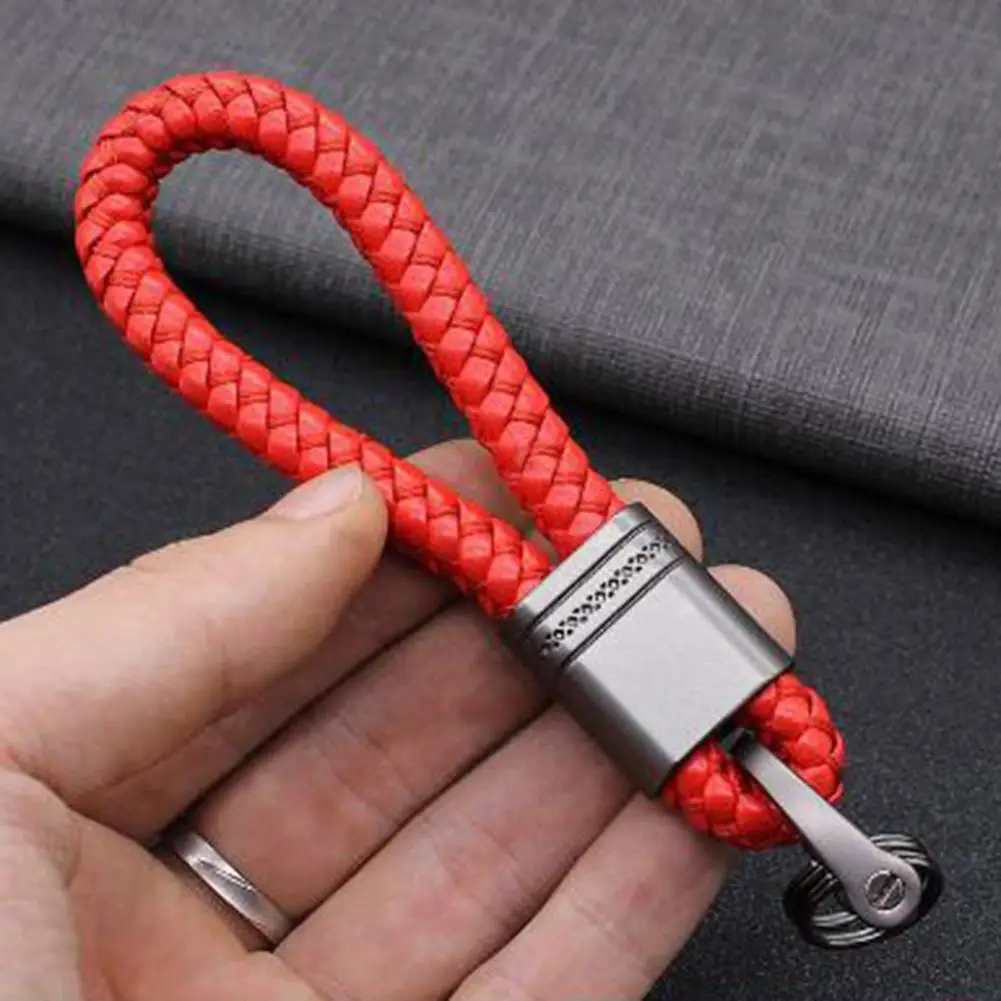 

Car Key Chain PU Leather Braided Woven Rope Keychain DIY Bag Pendant Car Trinket Keyring Waist Key Holder Ring Gift Jewelry
