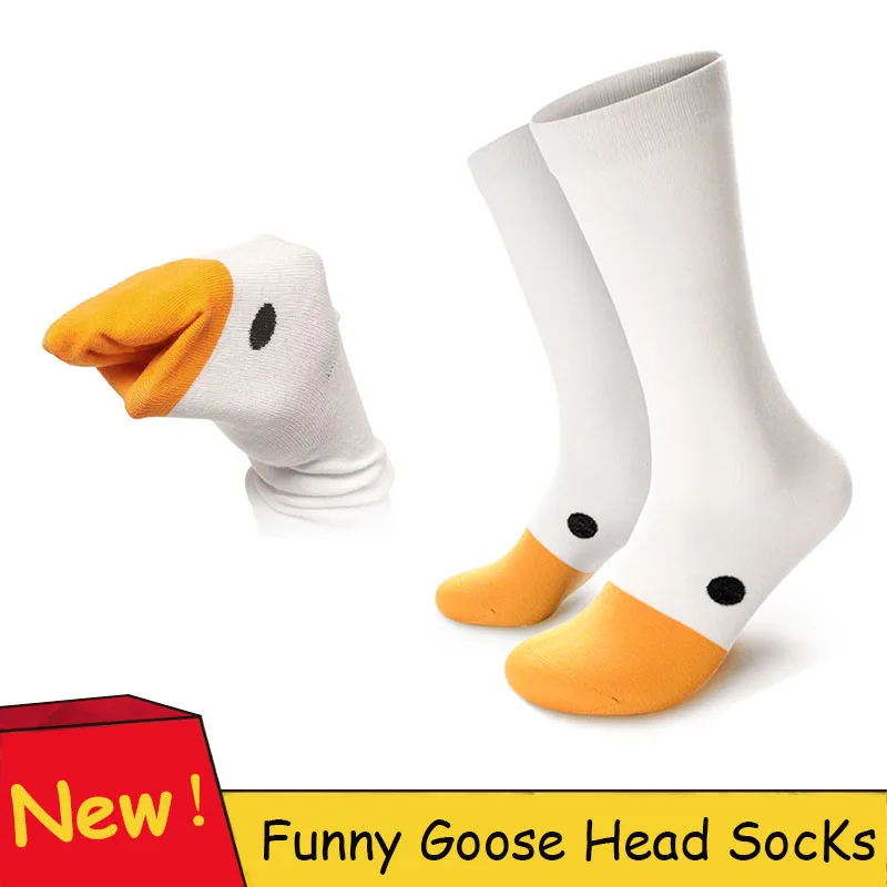 2019 New Fahsion 1Pair Funny Crazy Goose Head Sport Cotton Sock Creative Happy Animal Casual Socks Women Men Universal