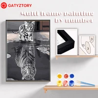 gatyztory diy painting by numbers with multi aluminium frame kits 60x75cm cat diy craft picture paint by numbers wall art gift