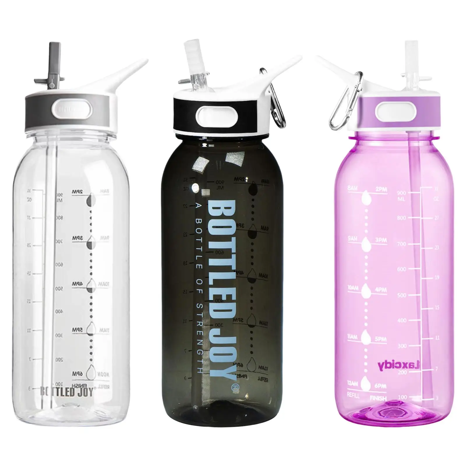 

Durable Water Bottle with Straw Sports Water Jug Time Marker Outdoor Drinking 1000ml for Bicycle Running Hiking Bike Activity
