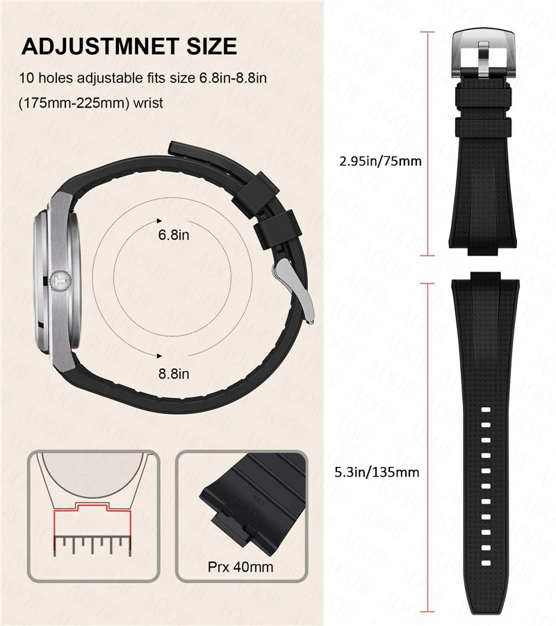 Силиконовый ремешок для Tissot PRX Powermatic 40 мм быстросъемная пряжка мужской