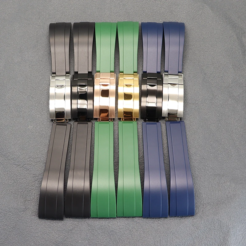 

20mm Rubber Watch Watchbands Stainless Steel Buckle For Daytona Submariner 40mm Case Bracelet Wristband Parts Fast Shipping