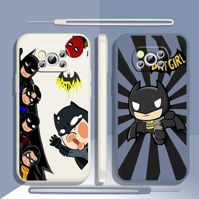 

Cute Batman Superhero For Xiaomi POCO M5 M4 X4 F4 C40 X3 NFC F3 GT M4 M3 Pro C3 4G 5G Liquid Rope Silicone Phone Case