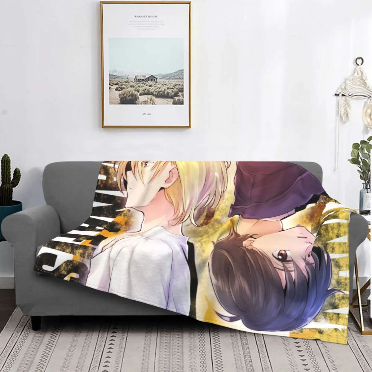 

Banana Fish Anime Blanket Cover Fleece Ash Lynx Eiji Okumura Ultra-Soft Throw Blanket for Car Sofa Couch Bedroom Quilt