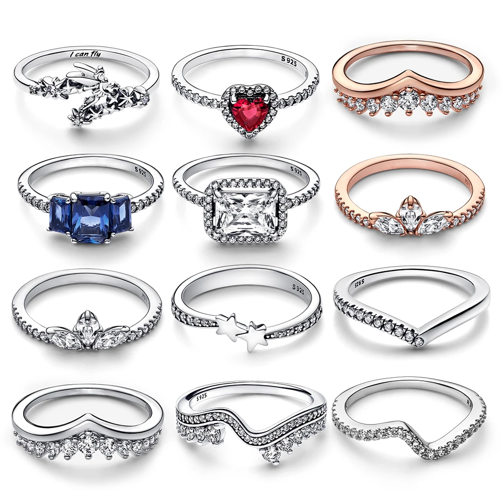 

PA DOR S925 Sterling Silver Ring Heart Cz Zircon Fit Original Ring Crown Rings Princess Ring For Women Jewelry Love Gift