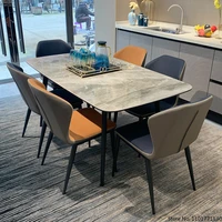 luxury dining table home furniture stone material dining table rectangular modern minimalist table and chair combination