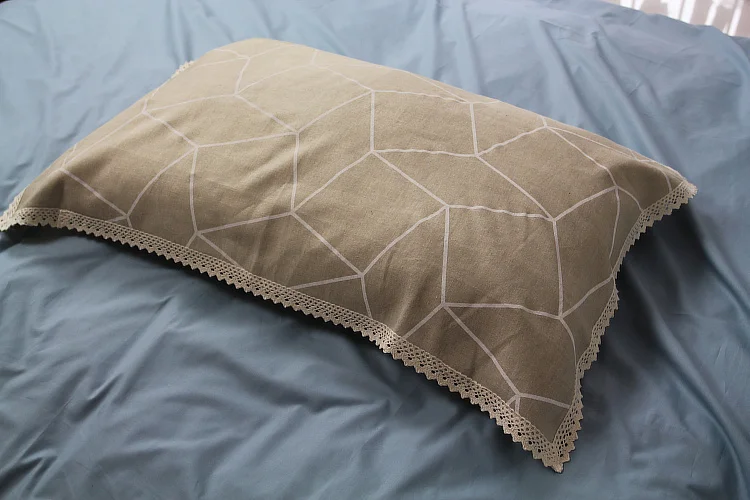 Наволочка для подушки из хлопка и льна, с кружевом