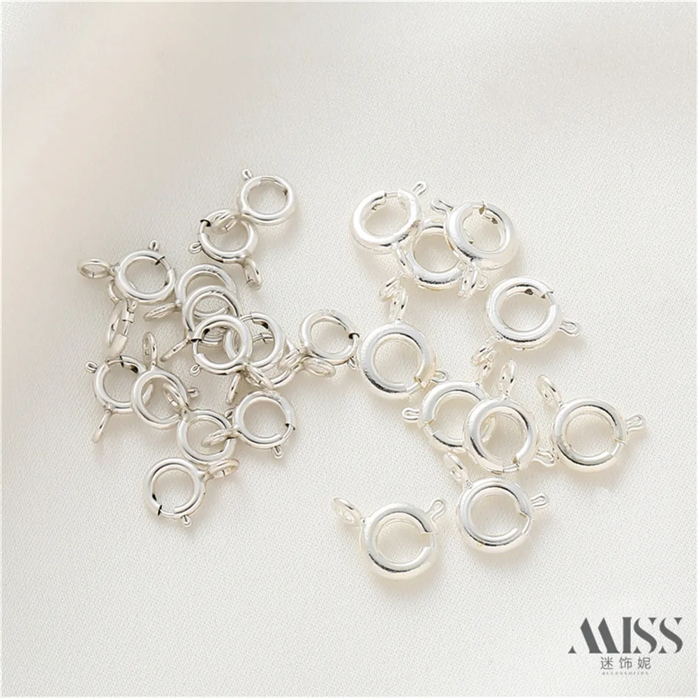 

925 silver color preserving spring buckle DIY finishing buckle round buckle connecting buckle bracelet necklace accessories