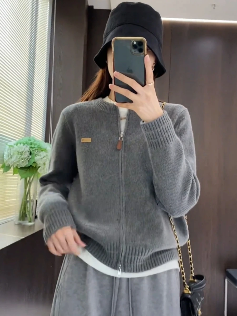 Минималистичный повседневный французский верхняя одежда с двойной молнией