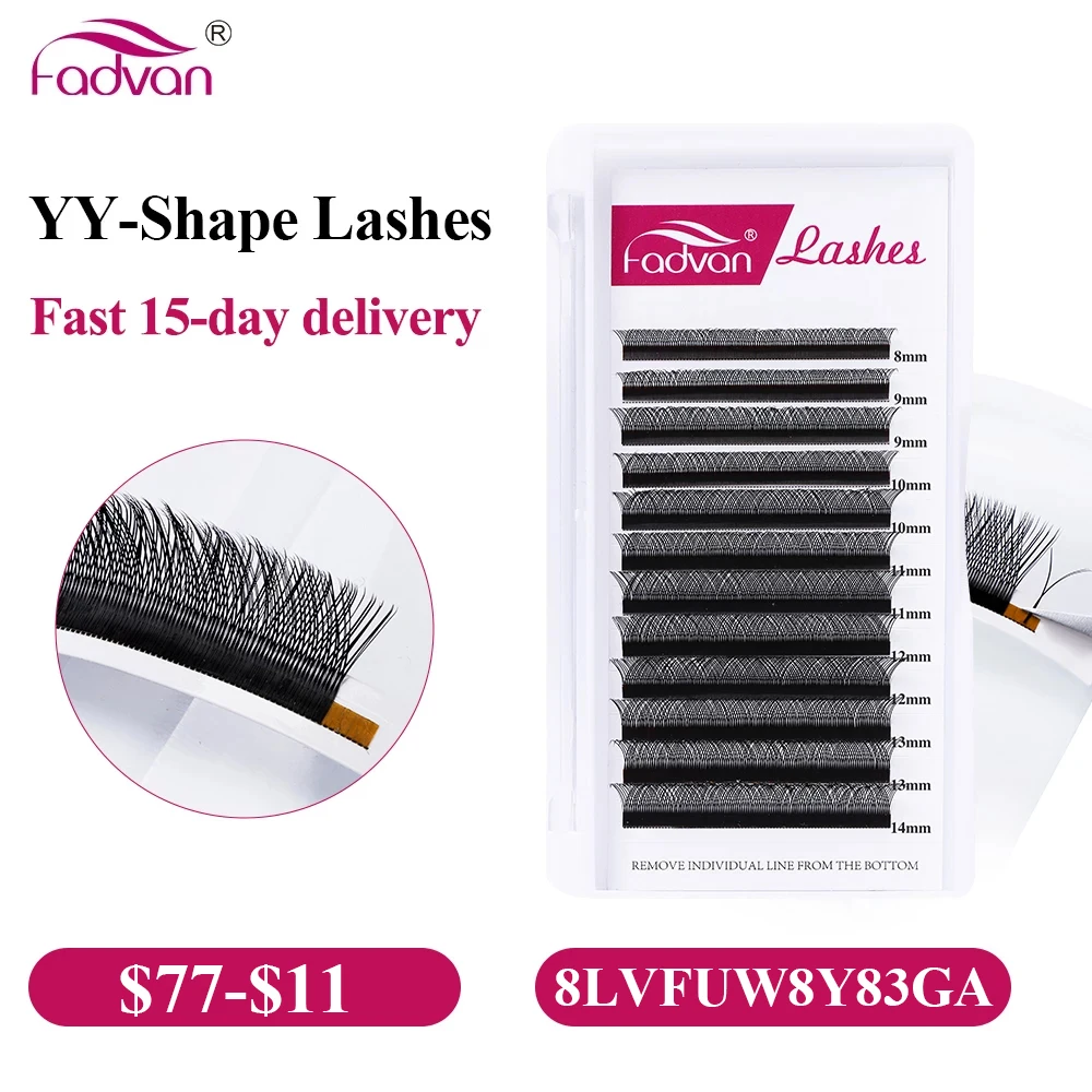 FADVAN YY Design Lashes Extension Faux Mink Black Brown Soft Invividual Eyelashes Y Shape Volume Lashes Tools 8-14 MM Lashes