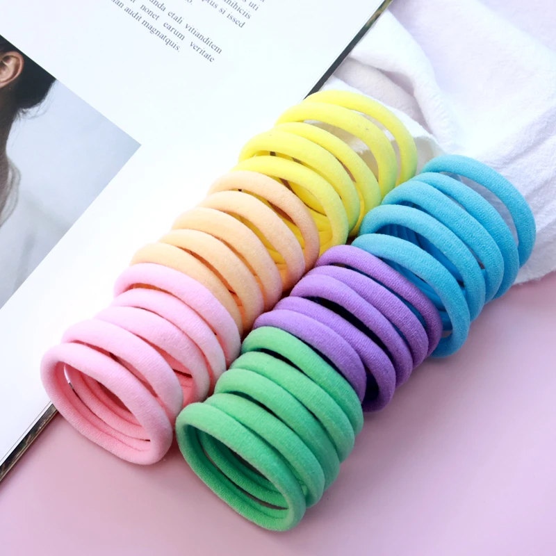 50 Pieces Set Girl Colorful Ornament Nylon Elastic Hair Bands Ponytail Hair Accessories Holder Rubber Bands Scrunchie Headband