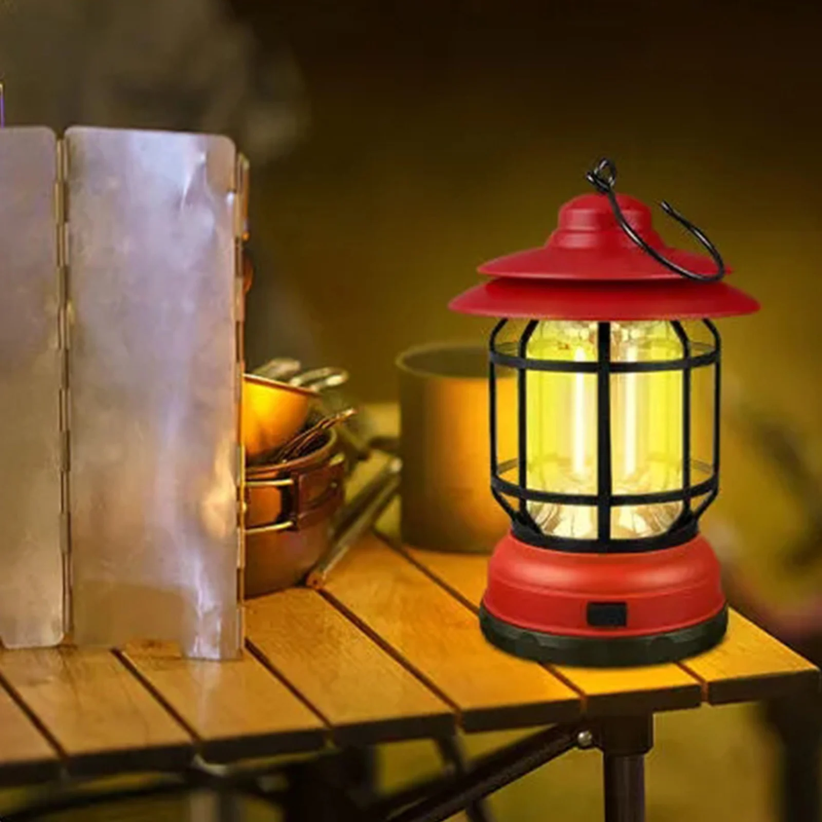 

Portable USB LED Camping Fishing Glamping Lantern Light Lamp Retro Flashlight Waterproof Emergency Light For Hiking Fishing
