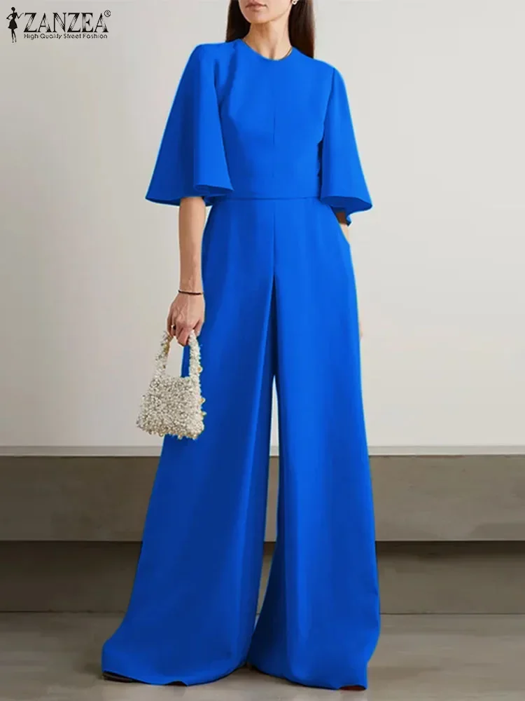 Комбинезон ZANZEA женский с оборками элегантный длинный ромпер рукавом до локтя