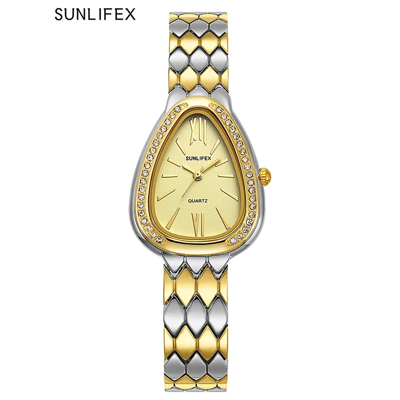 Женские кварцевые наручные часы роскошные с браслетом и ремешком женские для