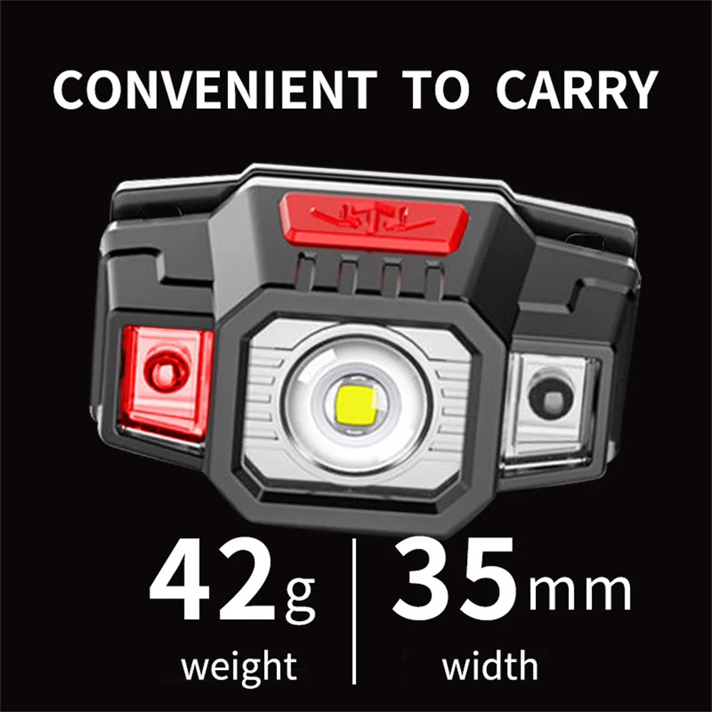 

Searchlight Outdoor Built-in Battery Usb Charging Portable Head-mounted New Fishing Headlights Wave Induction Led Led Headlight