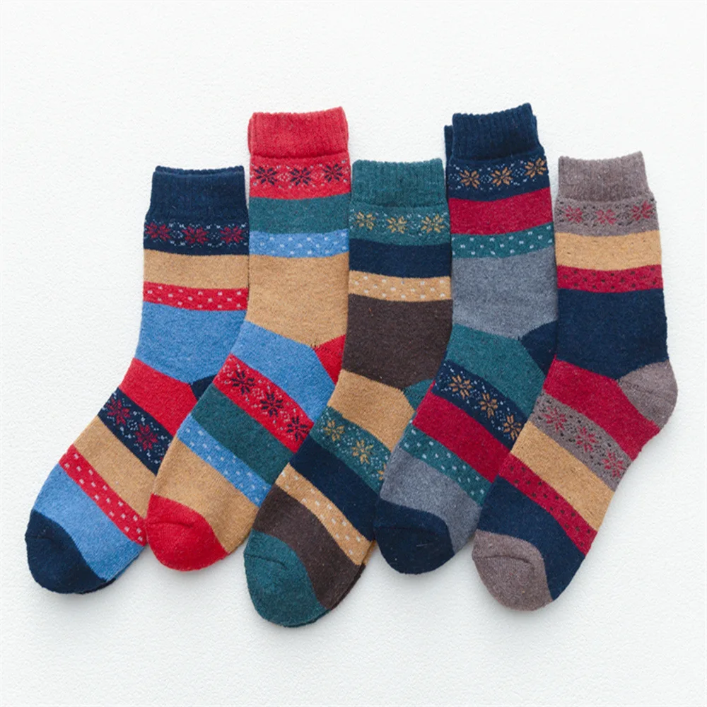 

5 Pair Women'S Imitation Mink Wool Solid Color Thickened Warm Rabbit Wool Socks