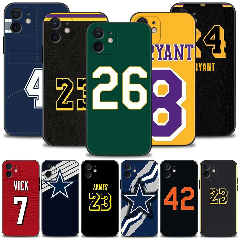 

Case For Apple iPhone 13 12 11 Pro Max 13 12 Mini XS Max XR X 7 8 Plus 6 6S Cover Shell Baseball Star Number-Kobe-James Jersey