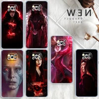 marvel scarlet witch girls for xiaomi redmi note 10s 9 civi poco x4 x3 nfc f3 gt m4 m3 m2 x2 f2 pro c3 5g transparent phone case