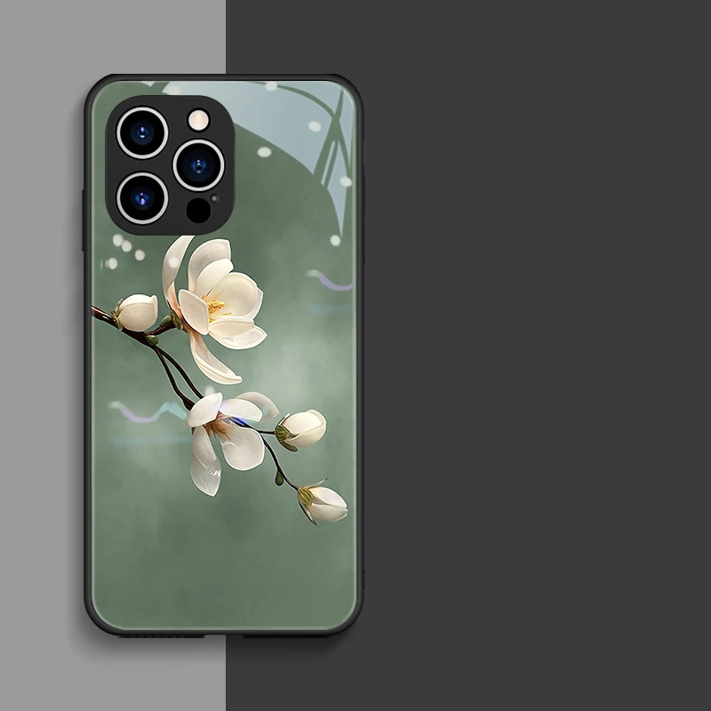 

Flowers Orchid Tempered Glass Case for Iphone 14 11 13 12 Mini Pro Max XS X XR 7 8 6 6S Plus SE 2022 Protection Shell Fundas