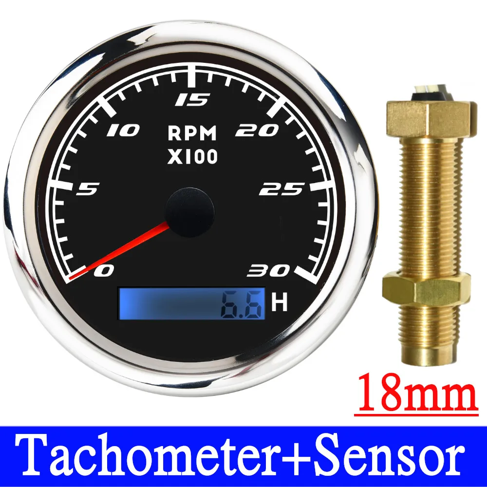 

Тахометр HD, тахометр 85 мм с ЖК-дисплеем, датчик тахометра M16 M18, бензиновый дизельный двигатель, цифровой тахометр, подвесной двигатель