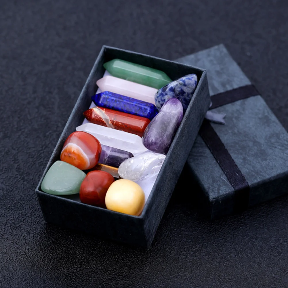 

Natural Crystal Hexagon Column Gemstone Yoga Reiki Chakra Healing Stone Ornament Home Decoration with Gifts Box