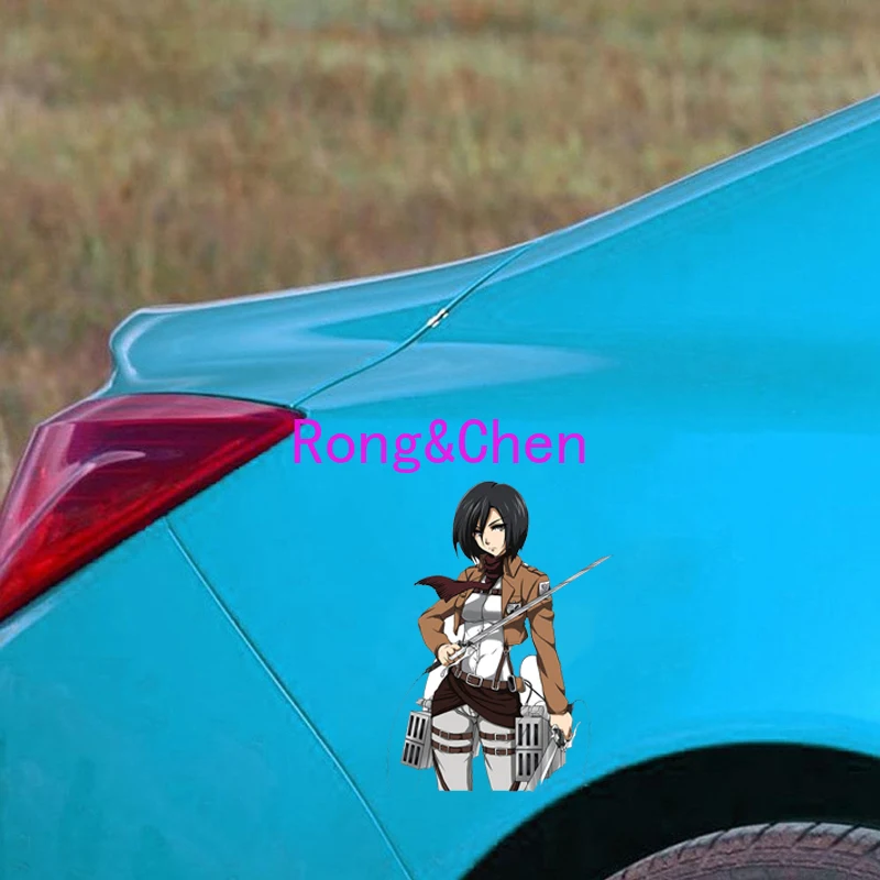 Аниме автомобильные наклейки атака на Титанов Mikasa Ackerman Kawaii Girl Waifu автомобиль