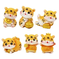 mini tiger desktop decoration mascot tiger figures resin ornament cute tiger statue tiger toy for kids birthday gift spring