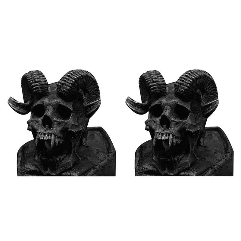 

2 Pcs Punk Satan Goat Skull Stainless Steel Locomotive Ring Men's Gothic Jewelry Gift Skull Personality, US10 & US11