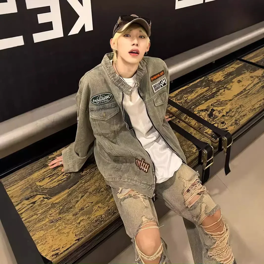 Универсальная джинсовая куртка для мужчин и женщин винтажный стильный Свободный