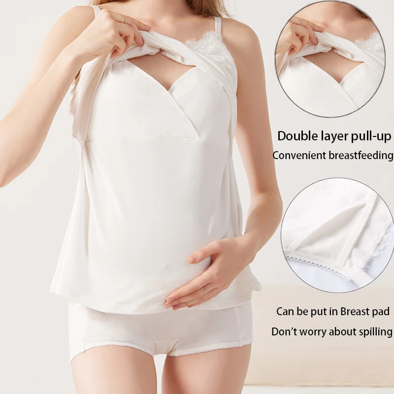 

Breast-Feeding Vest Postpartum General Out Bottoming Shirt Double Layer Up Lift With Chest Cushion Cold Proof Warm Vest Winter