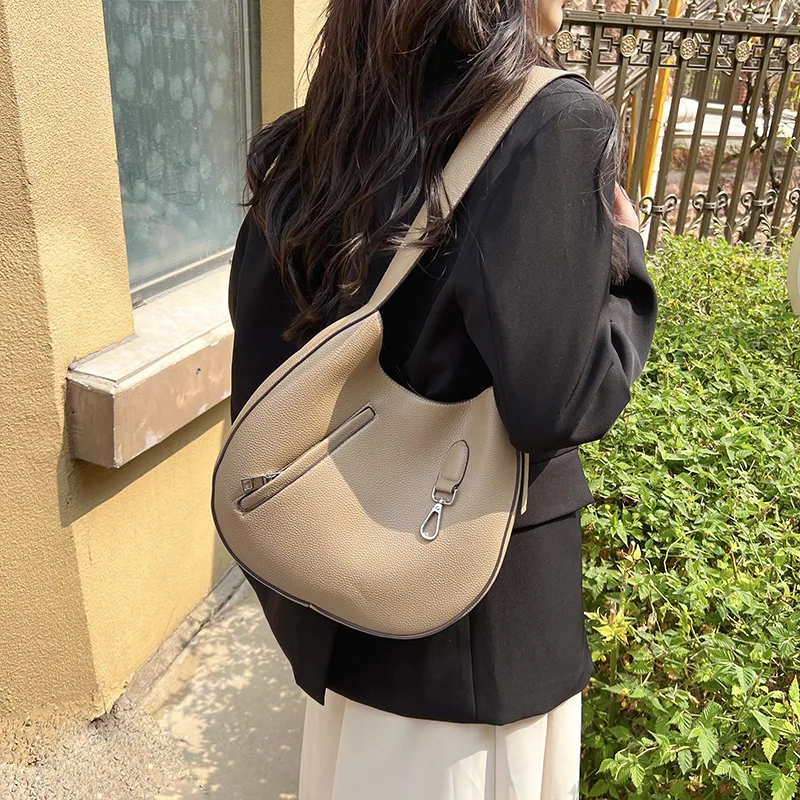 

Women's Large Capacity Shoulder Bag Design Soft Pu Leather Tote Bag with Wide Shoulder Strap Office Lady Business Commuting Bag