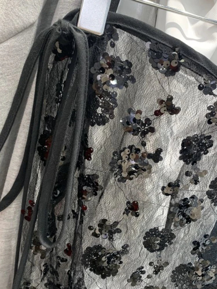 Летняя прозрачная Милая блестящая женская юбка в стиле Харадзюку кружевная