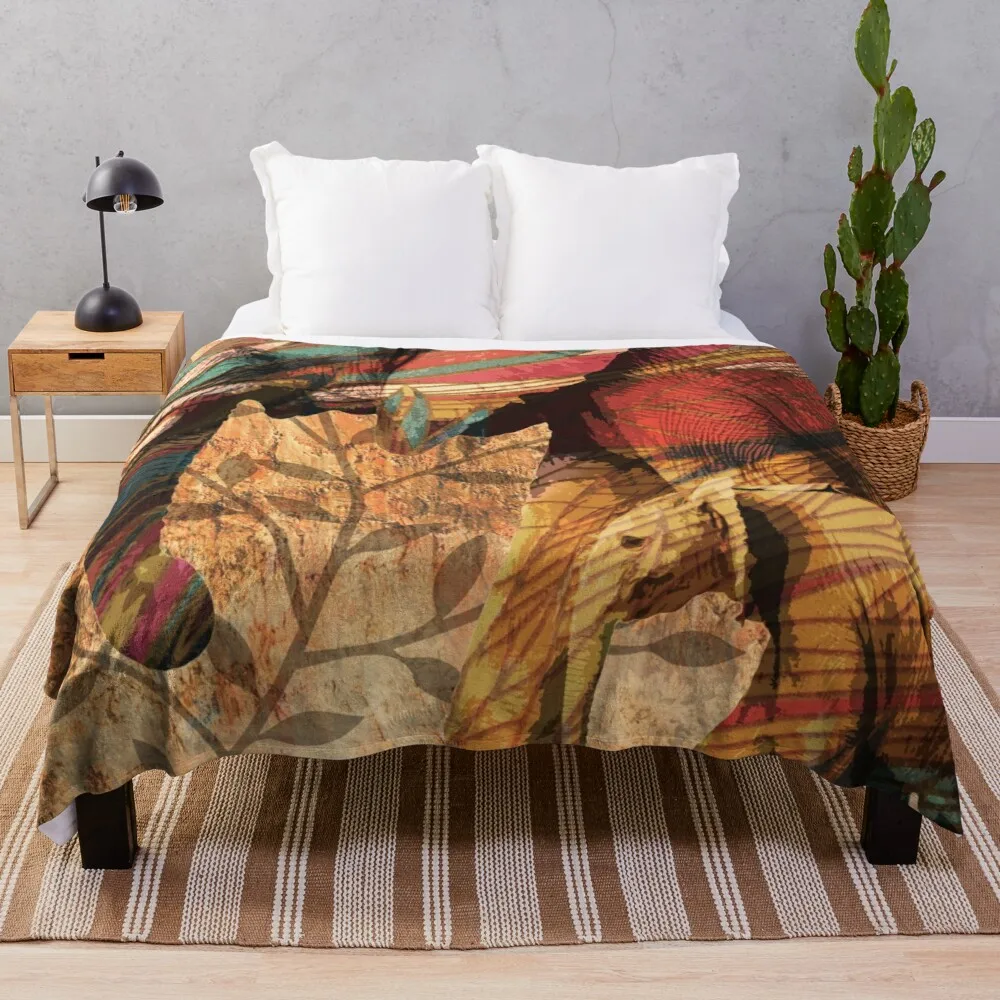 

Elephants African Patterned Elephant Design Throw Blanket Sofa Blanket